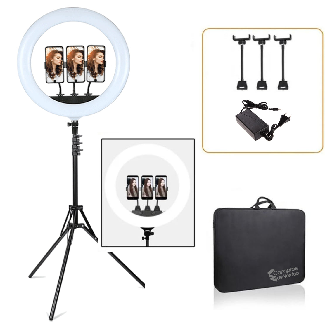 Aro Luz Rgb 45 Cm Fotos Selfie con Trípod - 20 pts