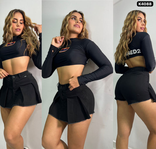 FALDA SHORT NEGRA STRECH